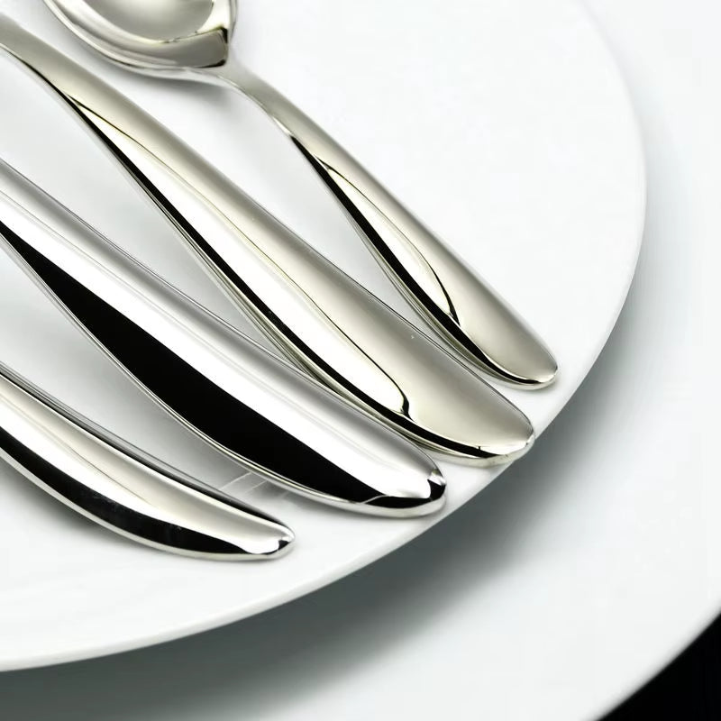 24 PCS Cutlery Set Silver Dinner Set Classic Restaurant Stainless Steel Kitchen Wedding Dining Dinnerware Tableware