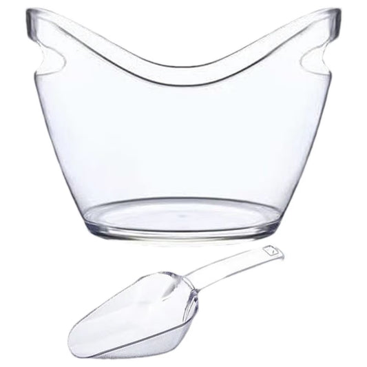 Clear Ice Bucket Beverage Tub with 2 Scoops Handle Cooling Large Ice Bucket for Wine Champagne Bar Supplies for Family Reunion