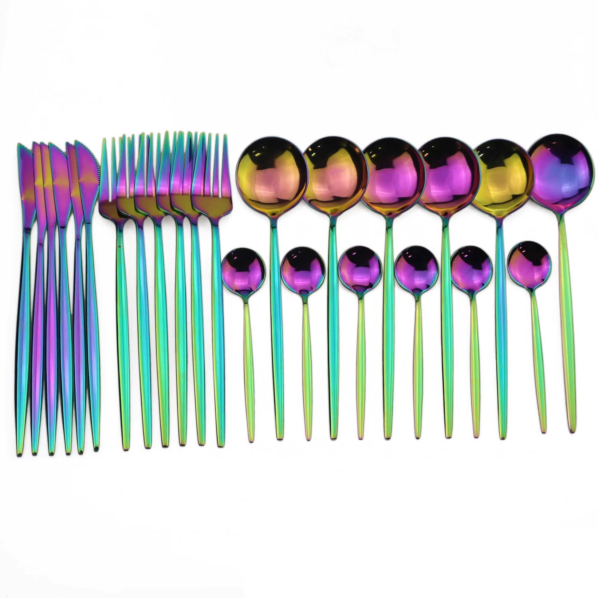 24-Piece Purple Cutlery Set 304 Stainless Steel Knife Fork Spoon Teaspoon Dinnerware Set Tableware Set Silverware Set Wholesale