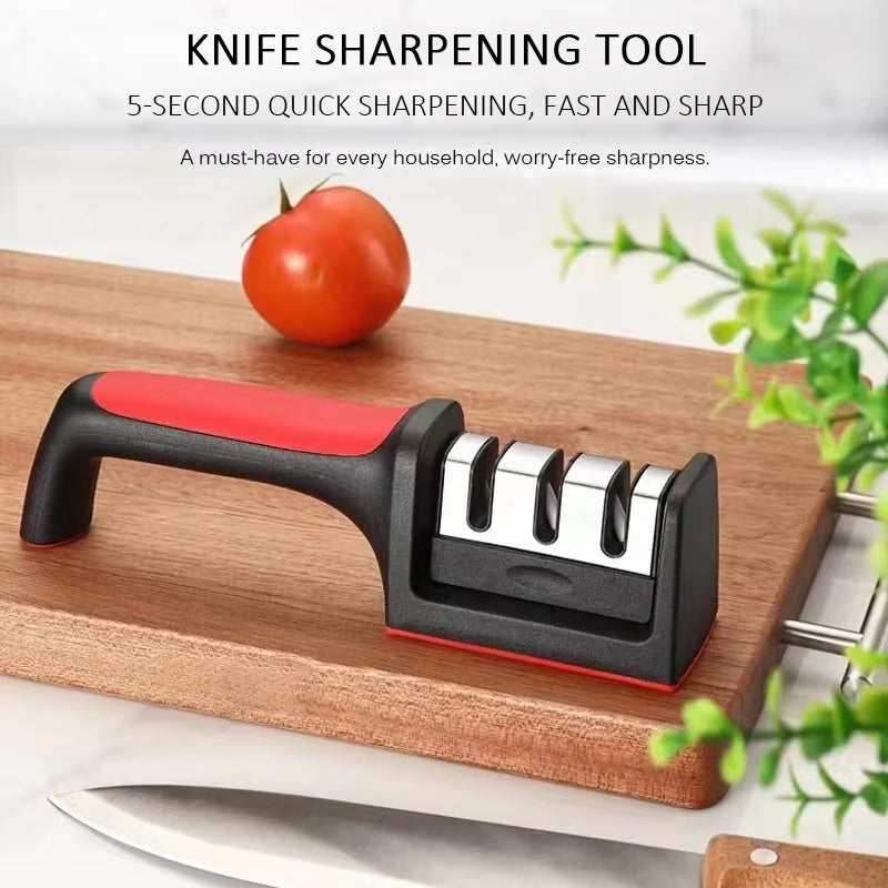 3/4-Segment Kitchen Knife Sharpener Household Multi-Functional Hand-Held 3/4-Purpose Black Sharpening Stone Sharp Knife Tools