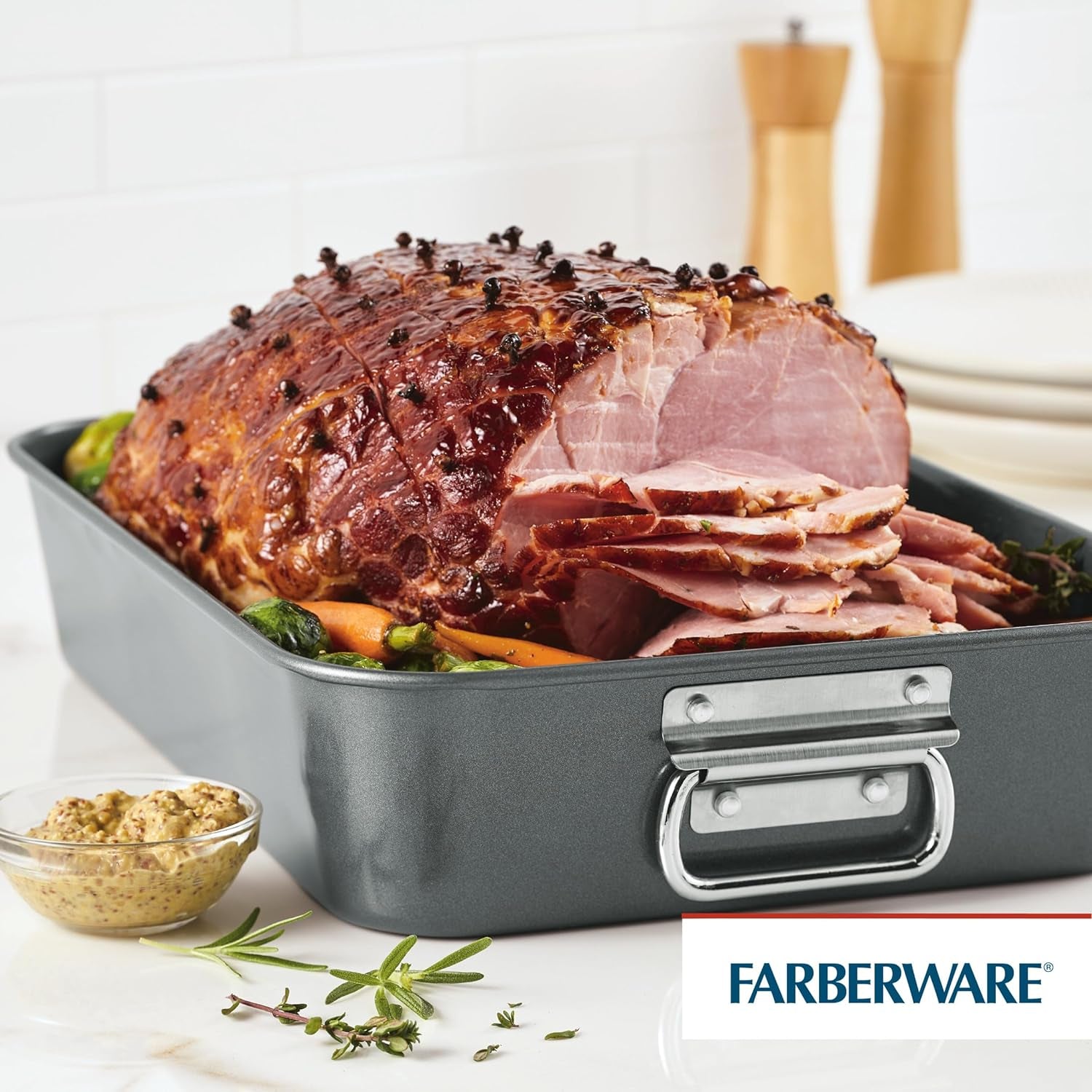 Bakeware Nonstick Steel Roaster with Flat Rack, 11-Inch X 15-Inch, Gray