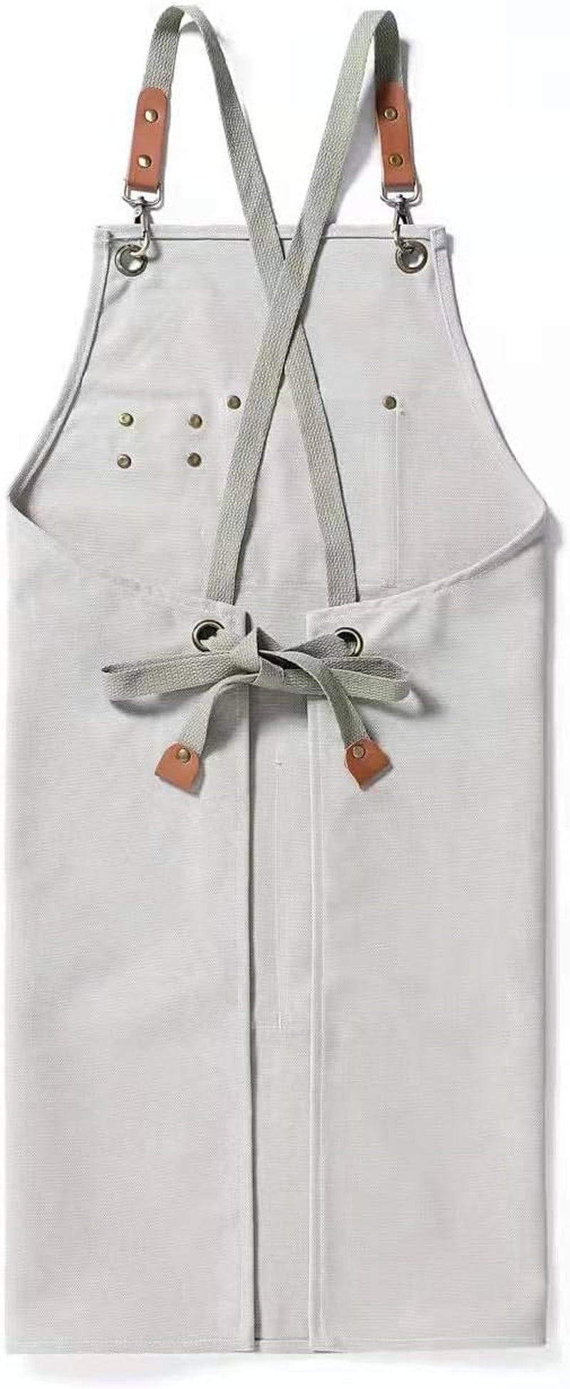 Canvas Cross Back Chef Cotton Aprons for Men Women with Large Pockets