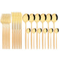 Mirror 24 Pcs Gold Cutlery Sets Kitchen Tableware Stainless Steel Knife Forks Spoons Silverware Home Flatware Set Dinnerware Set