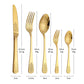 5Pcs Cutlery Set Stainless Steel Tableware Carving Golden Dinnerware Set Knife Fork Spoon Silverware Flatware Kitchen Untensils