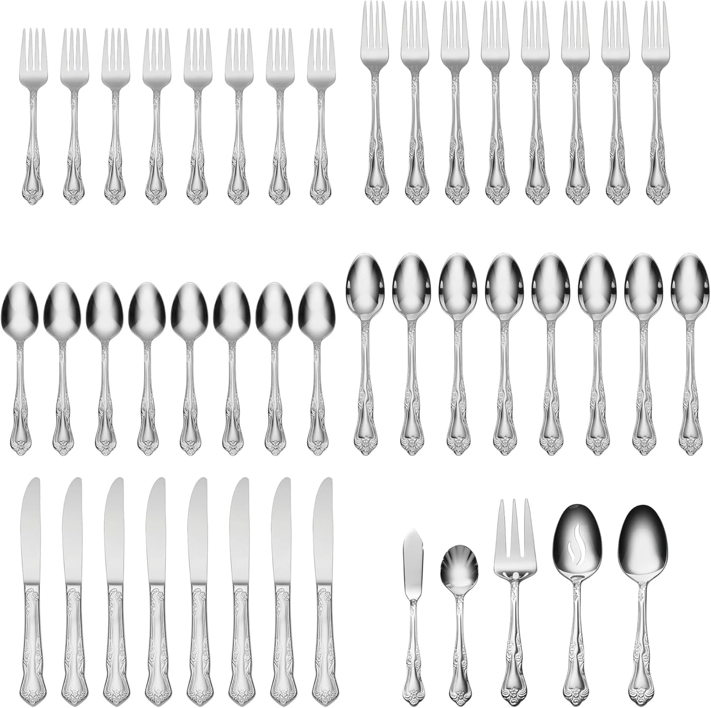 Azalea 45-Piece Flatware Set, Service for 8