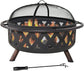 Black Crossweave Steel Wood-Burning Outdoor Fire Pit - Includes Spark Screen, Poker and Cover - 36-Inch Round