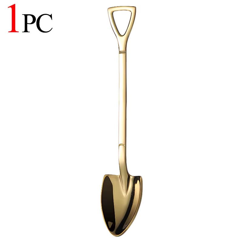 20/1Pcs Stainless Steel Shovel Spoon Gold Silver Coffee Spoons Ice Cream Dessert Scoops Teaspoon Kitchen Tableware Cutlery Set