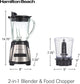 Power Elite Blender for Shakes and Smoothies with 3-Cup Vegetable Chopper Mini Food Processor, 40Oz Glass Jar, 12 Functions for Puree, Ice Crush, Black and Stainless Steel (58149)