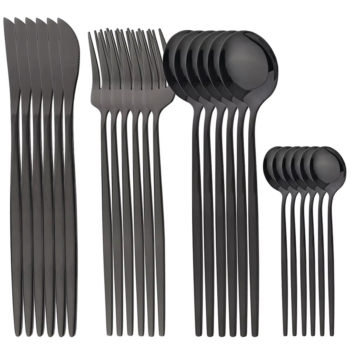 24Pcs Dinnerware Set Stainless Steel Tableware Knife Fork Spoon Cutlery Set Western Kitchen Flatware Silverware