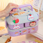 Kawaii Portable Lunch Box for Girls School Kids Plastic Picnic Bento Box Microwave Food Box with Compartments Storage Containers