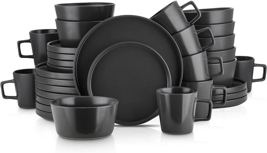 Coupe Dinnerware Set, Service for 8, Black Matte