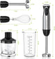 Immersion Blender, 20 Variable Speeds & Turbo, 4-In-1 Stainless Steel Handheld Blender Stick Mixer with Egg Whisk, Beaker & Chopper Bowl