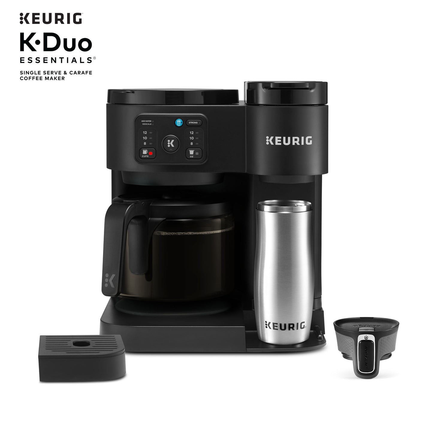 K-Duo Essentials, Hot & Iced Single-Serve K-Cup Pod Coffee Maker & Carafe, Black