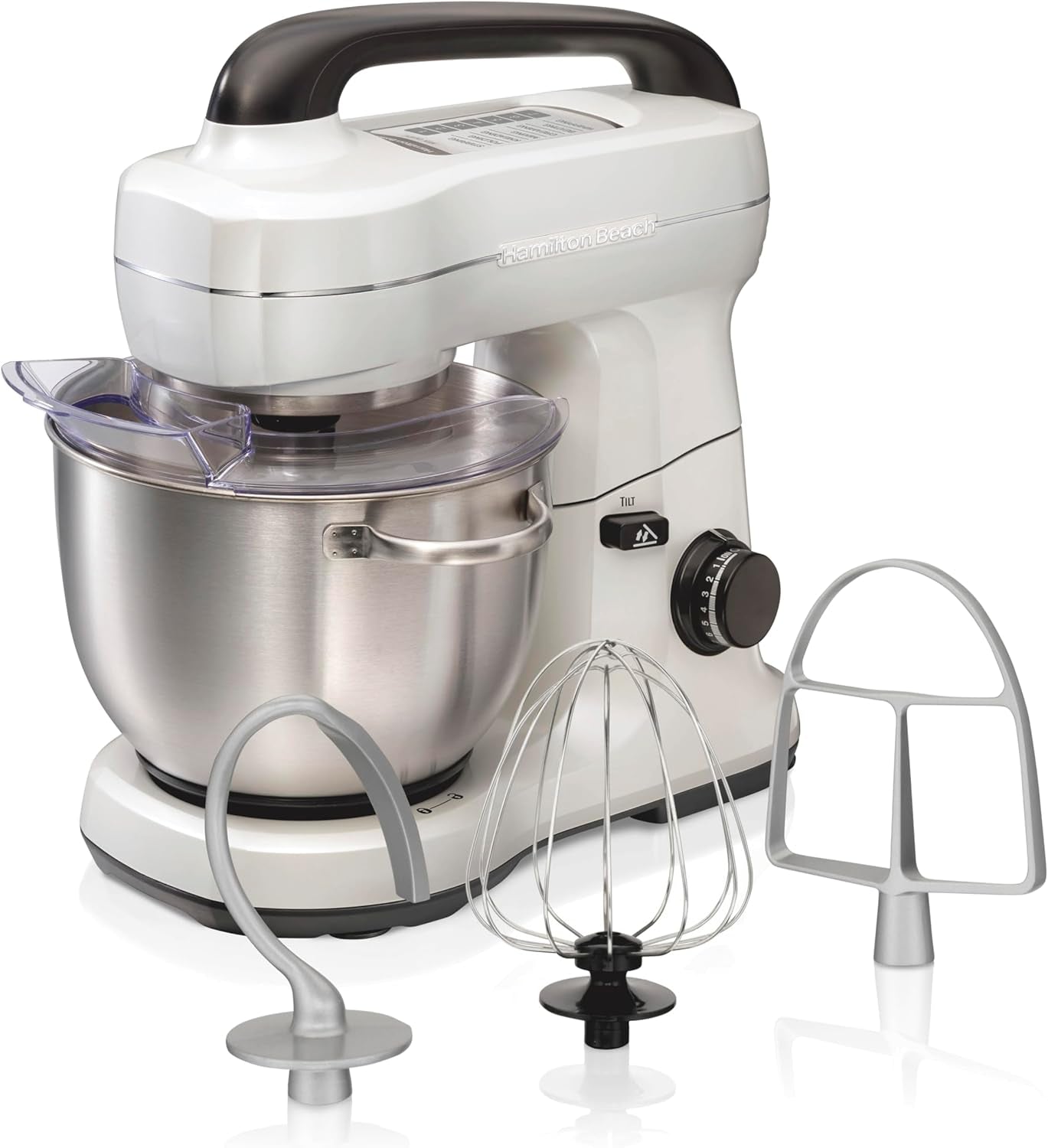 Electric Stand Mixer, 4 Quarts, Dough Hook, Flat Beater Attachments, Splash Guard, 7 Speeds with Whisk, Aqua