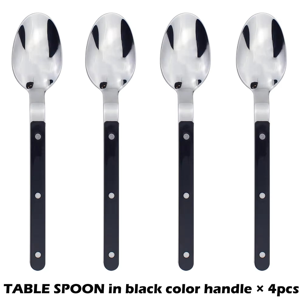 Fashionable Design Top Mirror Polishing Cutlery Sets Stainless Steel 18/8(304) ABS Handle with Rivets Silverware Set for Kitchen