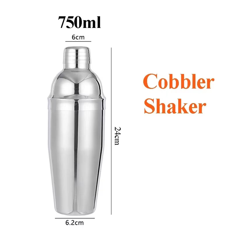 Stainless Steel Cocktail Shaker Set Mixer Bartender Kit Cobbler Boston Shaker Bars Set Tools Jigger Mixer Muddler Pourer Spoon