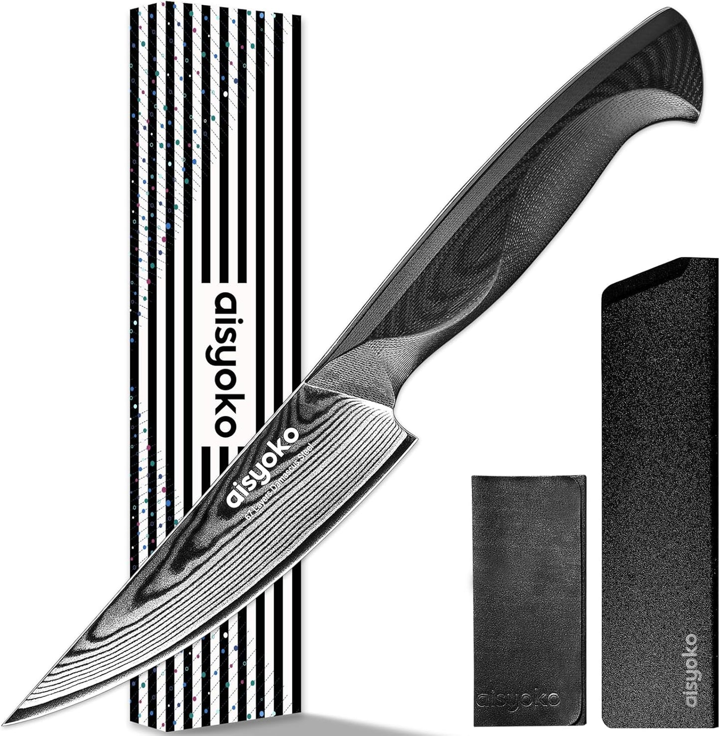 Damascus Chef Knife 8 Inch Sharp Kitchen Knife Japan VG-10 Stainless Steel Carbon Ultra Sharp Kitchen Cooking Knife, Ergonomic G10 Handle Deluxe Gift Box