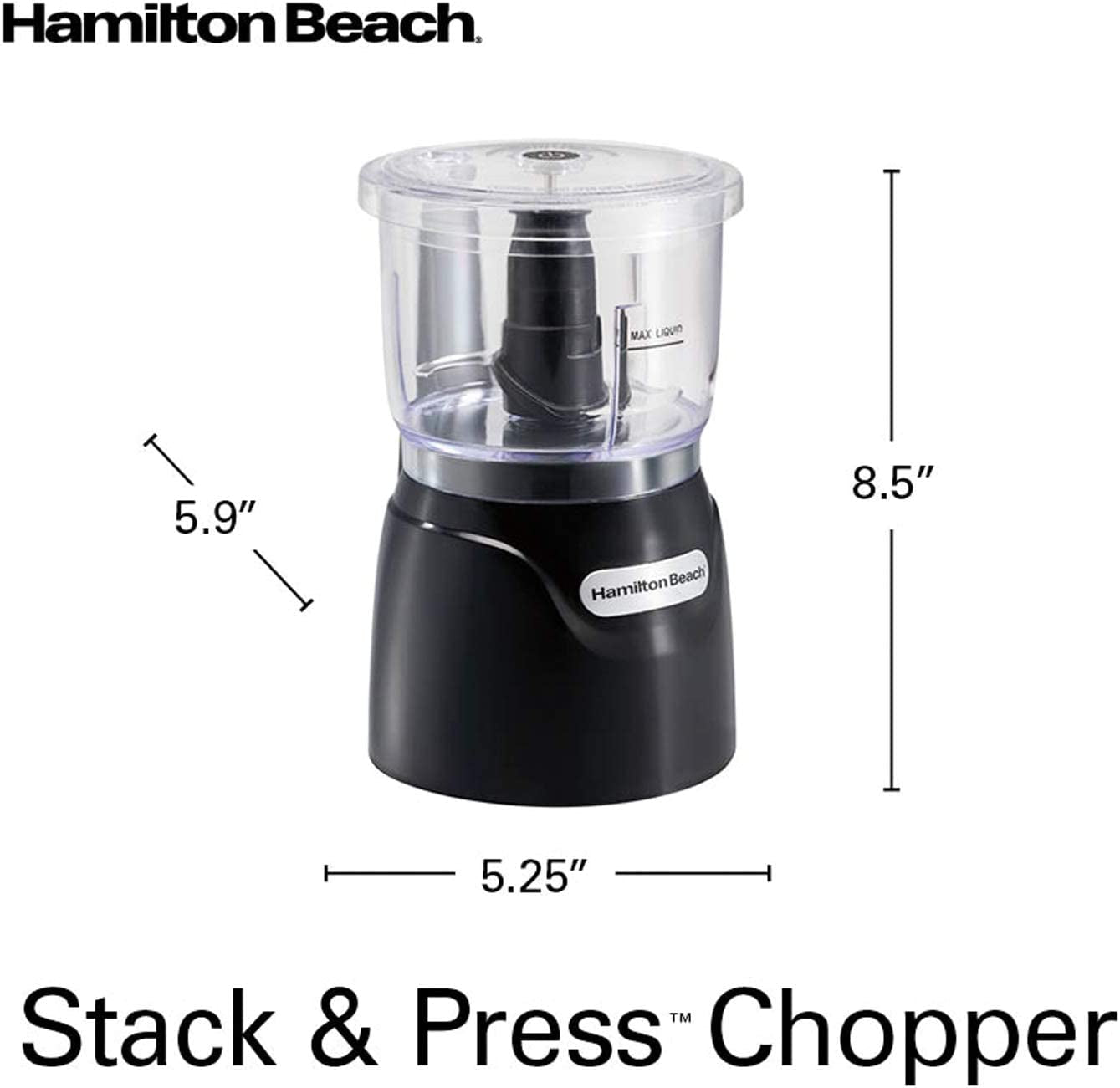 Electric Vegetable Chopper & Mini Food Processor, 3-Cup, 350 Watts, for Dicing, Mincing, and Puree, Black (72850)