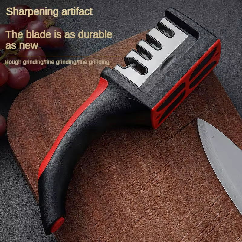 1 Piece Kitchen 3/4-Segment Knife Sharpener Household Multi-Functional Hand-Held 3/4-Purpose Black Sharpening Stone