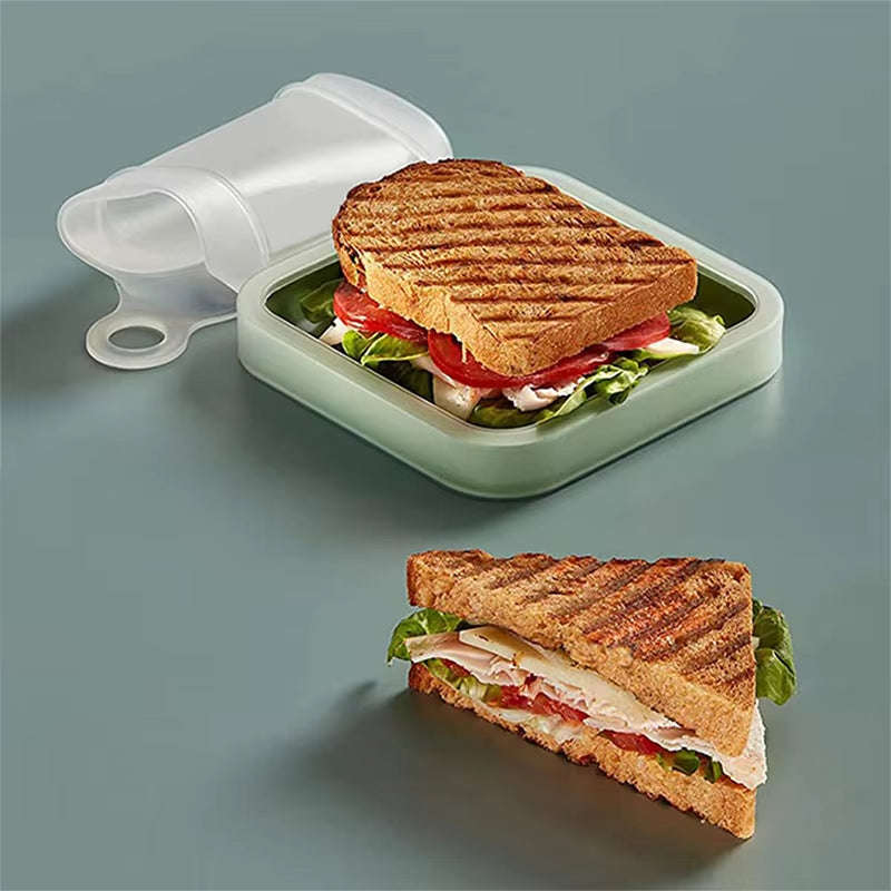 Silicone Crisper Sandwich Toast Lunch Box Outdoor Toast Afternoon Tea Lunch Box Student Office Worker Lunch Box Picnic Container