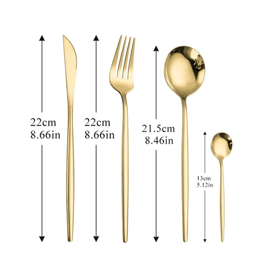 Pink Gold Stainless Steel Cutlery Set Dinnerware Flatware Silverware Knife Fork Spoon Dinner Dishwasher Safe Dropshipping