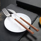 16Pcs Stainless Steel Imitation Wooden Handle Cutlery Set Dinnerware Clamp Western Tableware Knife Fork Tea Spoon Silverware