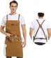 Chef, BBQ and Work Apron, 100% Cotton Canvas Large Apron with Pockets Grade Chef Apron for Kitchen, Grill and Cook