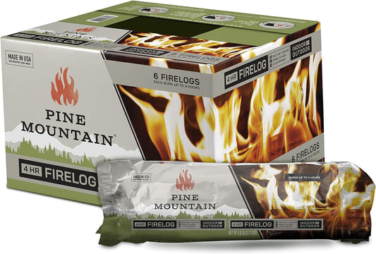 Traditional 4-Hour Firelog, 6 Logs Long Burning Firelog for Campfire, Fireplace, Fire Pit, Indoor and Outdoor Use