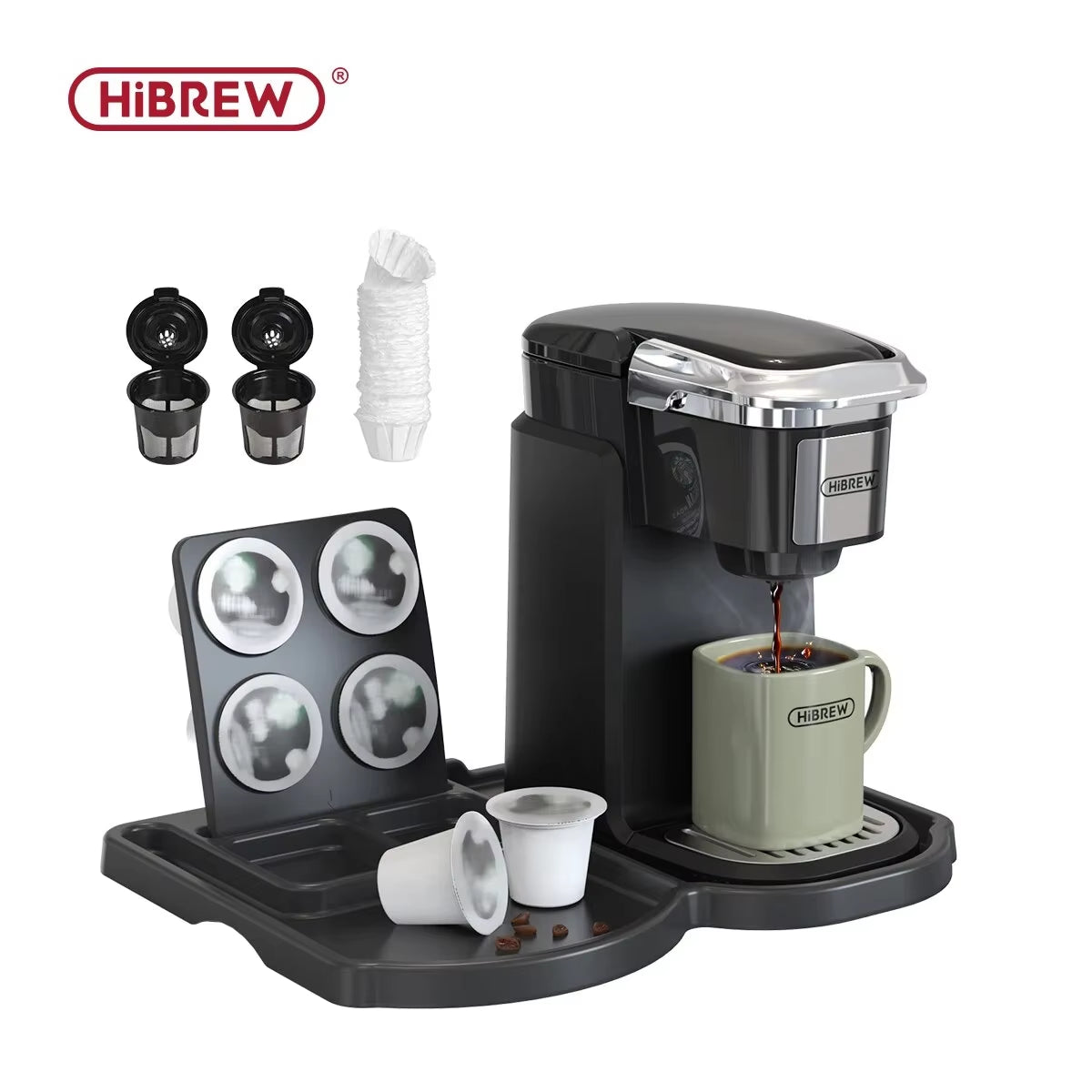 Filter Coffee Machine Brewer for K-Cup Capsule& Ground Coffee, Tea Maker Hot Water Dispenser Single Serve Coffee Maker