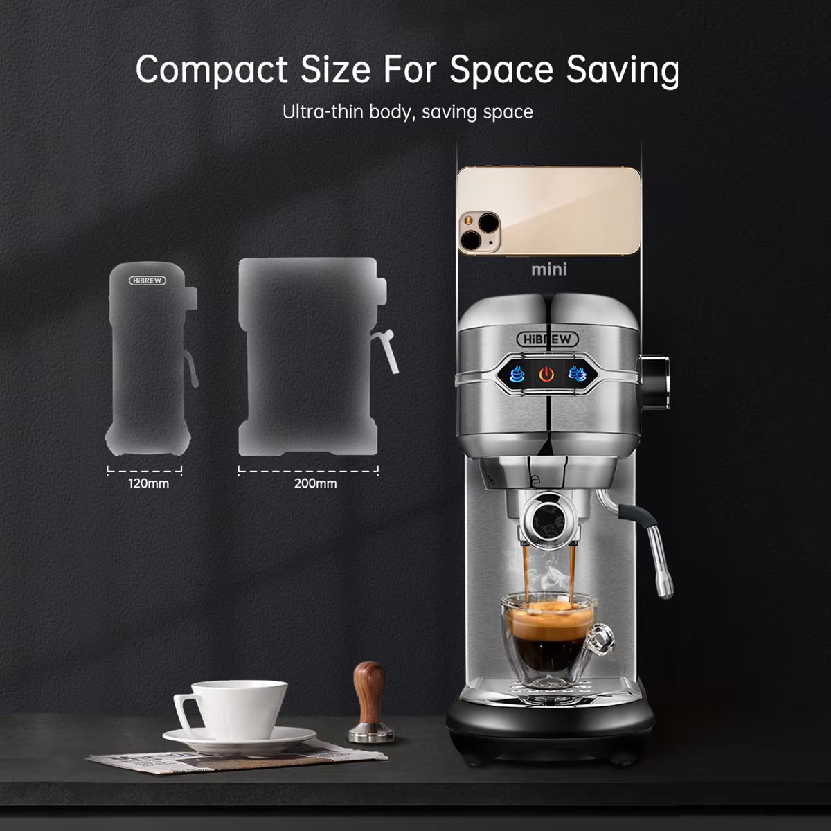 Coffee Maker Cafetera 20 Bar Inox Semi Automatic Super Slim ESE POD& Powder Espresso Cappuccino Machine Hot Water H11