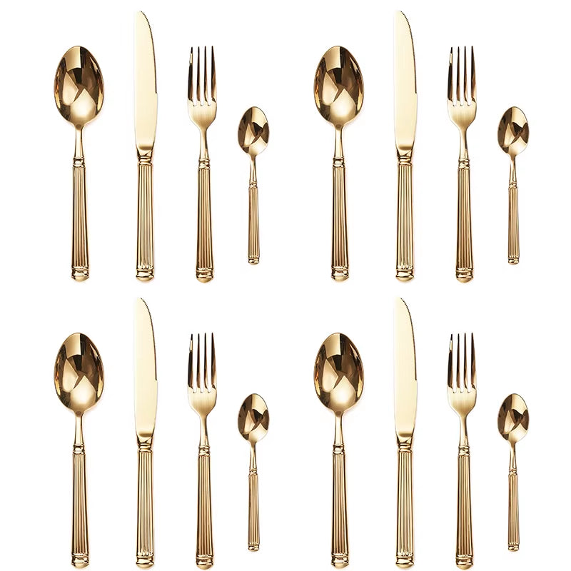 Europe Silver Luxury Fashion Cutlery Set 18/10 Stainless Steel Creativity Gift Roman Column Flatware 304 Drop Shipping