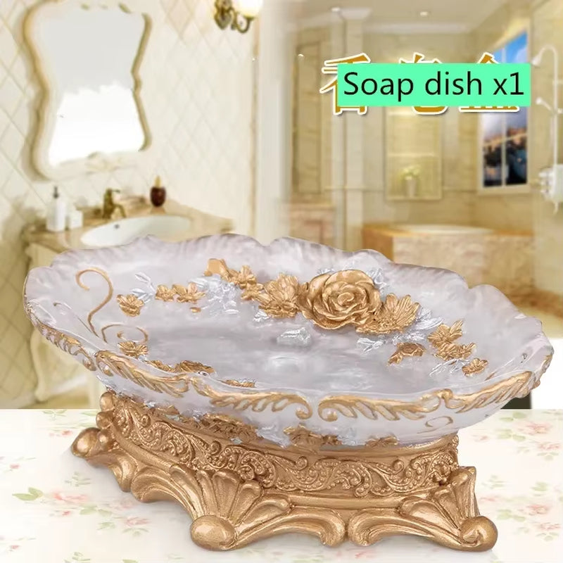 European Style Luxury Bathroom Accessories Set, Romantic Flowers, Antique Resin Wash Suit, Bathroom Supplies, Mouthwash Cup