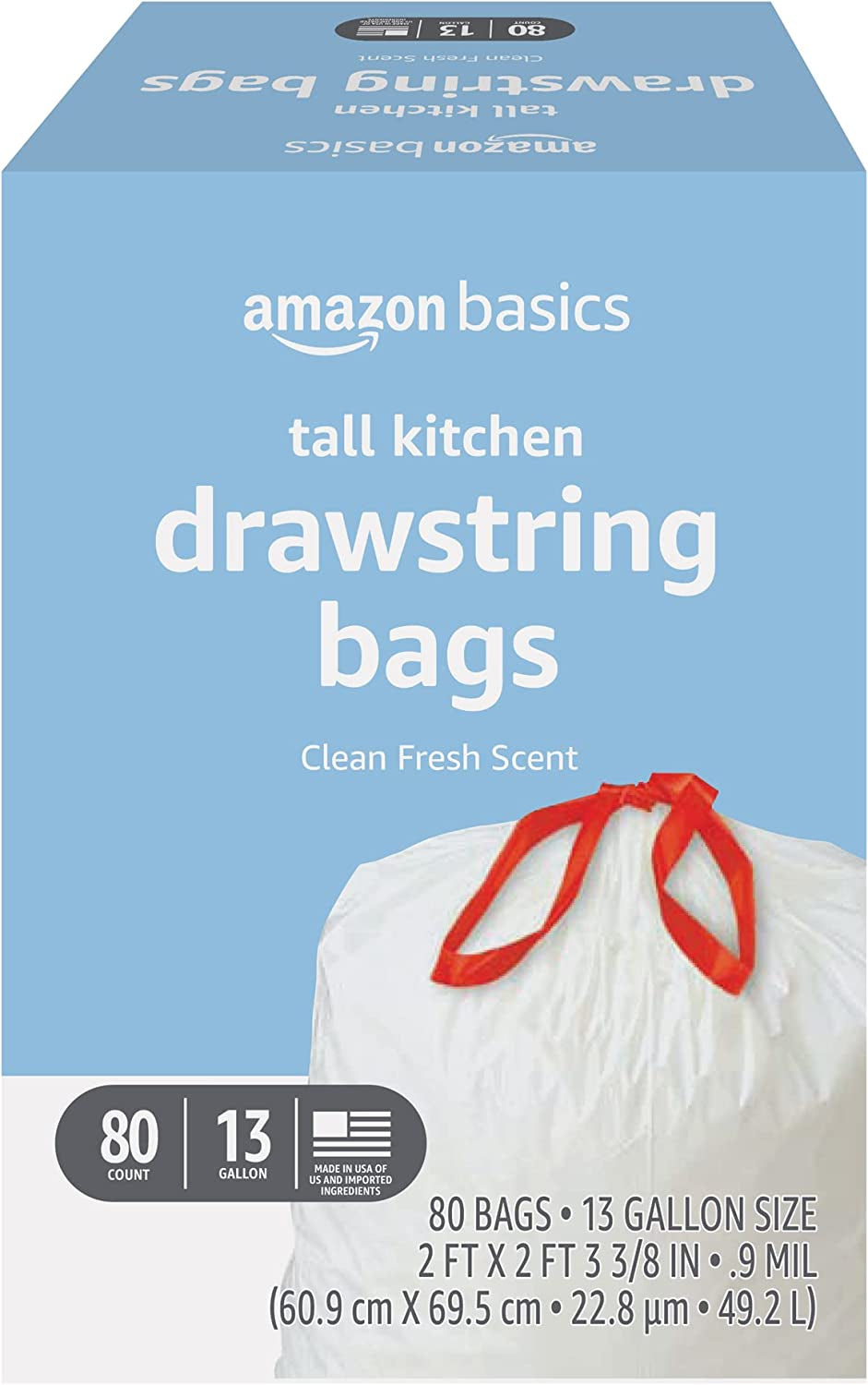 Tall Kitchen Drawstring Trash Bags, 13 Gallon, 120 Count, Pack of 1